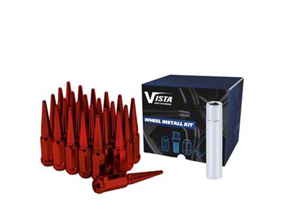 Red Spike Lug Nuts; M12x1.25; Set of 24 (05-26 Frontier)