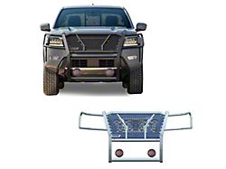 Rugged Heavy Duty Grille Guard with 5.30-Inch Red Round LED Lights; Black (22-26 Frontier)