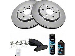 Semi-Metallic 6-Lug Brake Rotor, Pad, Brake Fluid and Cleaner Kit; Front (05-21 V6 Frontier)