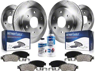 Vented 6-Lug Brake Rotor, Pad, Brake Fluid and Cleaner Kit; Front and Rear (05-19 2.5L Frontier)