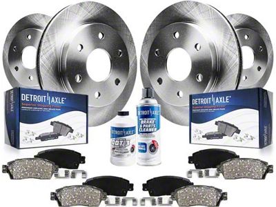 Vented 6-Lug Brake Rotor, Pad, Brake Fluid and Cleaner Kit; Front and Rear (05-25 V6 Frontier)