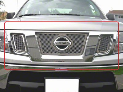 Wire Mesh Upper Grille Overlay with Emblem Hole; Polished (09-21 Frontier)