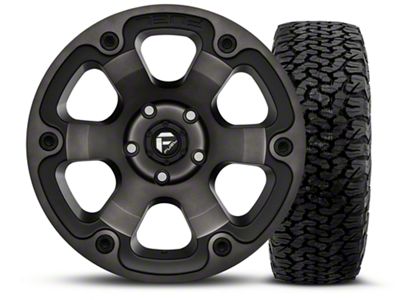 Fuel Wheels Beast Black Machined 17x9 Wheel and BF Goodrich All Terrain TA KO2 315/70R17 Tire Kit (07-18 Jeep Wrangler JK)