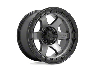 Fuel Wheels Block Matte Gunmetal with Black Ring 6-Lug Wheel; 17x9; -12mm Offset (22-25 Bronco Raptor)