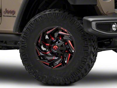 Fuel Wheels Reaction Gloss Black Milled with Red Tint Wheel; 17x9; -12mm Offset (20-25 Jeep Gladiator JT)