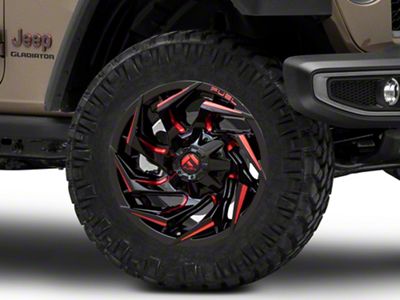 Fuel Wheels Reaction Gloss Black Milled with Red Tint Wheel; 20x10; -18mm Offset (20-25 Jeep Gladiator JT)