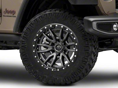 Fuel Wheels Rebel Matte Gunmetal with Black Bead Ring Wheel; 20x9; 1mm Offset (20-25 Jeep Gladiator JT)