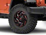 Fuel Wheels Reaction Gloss Black Milled with Red Tint Wheel; 17x9; -12mm Offset (07-18 Jeep Wrangler JK)