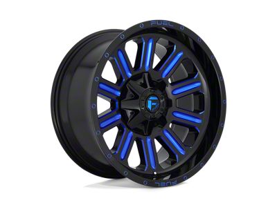 Fuel Wheels Hardline Gloss Black with Blue Tinted Clear Wheel; 18x9; 1mm Offset (18-25 Jeep Wrangler JL)