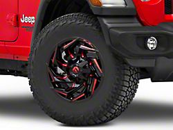Fuel Wheels Reaction Gloss Black Milled with Red Tint Wheel; 17x9; -12mm Offset (18-26 Jeep Wrangler JL)