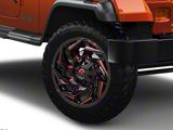 Fuel Wheels Reaction Gloss Black Milled with Red Tint Wheel; 18x9; -12mm Offset (87-95 Jeep Wrangler YJ)