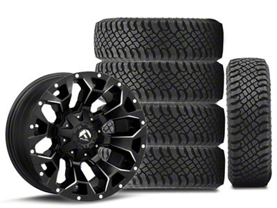 18x9 Fuel Assault Wheel & 35in 35x12.50R18 Atturo All-Terrain Trail Blade X/T Tire Package; Set of 5 (18-25 Jeep Wrangler JL)