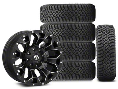 18x9 Fuel Assault Wheel & 33in Atturo All-Terrain Trail Blade X/T Tire Package; Set of 5 (18-25 Jeep Wrangler JL)
