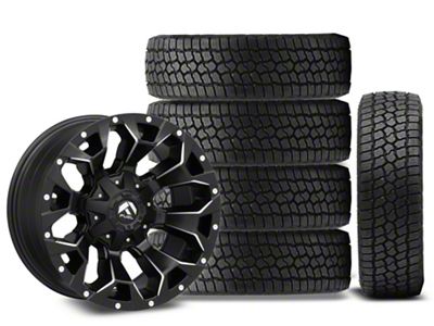 18x9 Fuel Assault Wheel & 33in Milestar All-Terrain Patagonia AT/R Tire Package; Set of 5 (07-18 Jeep Wrangler JK)