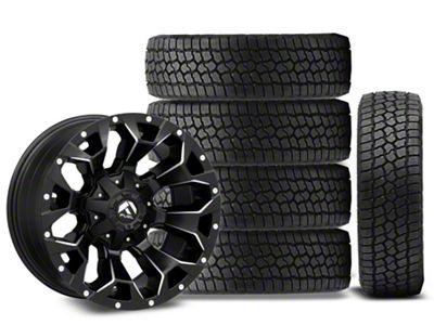 18x9 Fuel Assault Wheel & 33in Milestar All-Terrain Patagonia AT/R Tire Package; Set of 5 (18-25 Jeep Wrangler JL)