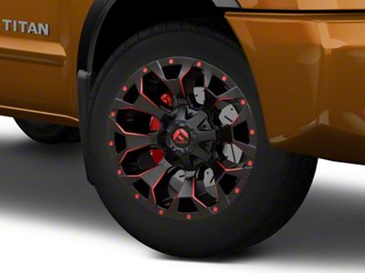 Fuel Wheels Assault Matte Black Red Milled 6-Lug Wheel; 20x10; -22mm Offset (04-15 Titan)