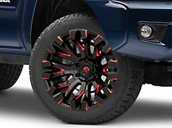 Fuel Wheels Quake Gloss Black Milled with Red Accents 6-Lug Wheel; 20x10; -18mm Offset (05-15 Tacoma)
