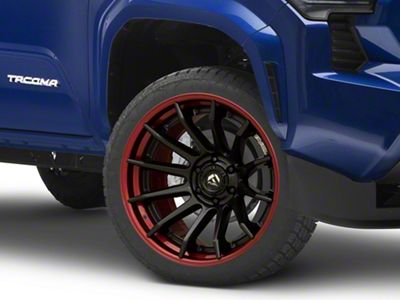 Fuel Wheels Fusion Forged Burn Matte Black with Candy Red Lip 6-Lug Wheel; 22x10; -18mm Offset (24-25 Tacoma)