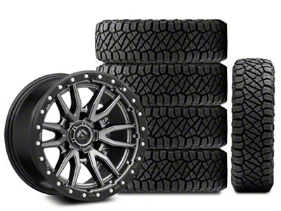 17x9 Fuel Wheels Rebel & 34in NITTO All-Terrain Ridge Grappler A/T Tire Package; Set of 5 (21-25 Bronco, Excluding Raptor)