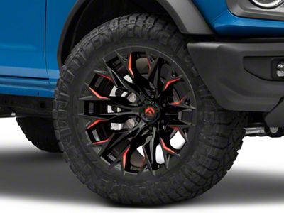 Fuel Wheels Flame Gloss Black Milled with Red Accents 6-Lug Wheel; 20x10; -18mm Offset (21-25 Bronco, Excluding Raptor)