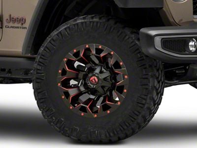 Fuel Wheels Assault Matte Black Red Milled Wheel; 17x9; -12mm Offset (20-25 Jeep Gladiator JT)