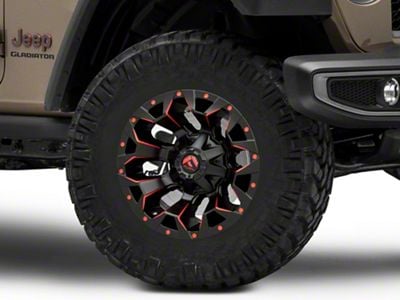 Fuel Wheels Assault Matte Black Red Milled Wheel; 17x9; 1mm Offset (20-25 Jeep Gladiator JT)