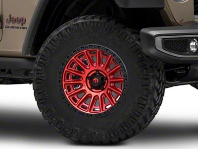 Fuel Wheels Cycle Candy Red with Black Ring Wheel; 17x9; -12mm Offset (20-25 Jeep Gladiator JT)