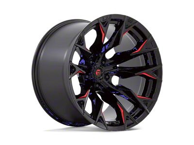 Fuel Wheels Flame Gloss Black Milled with Candy Red Wheel; 20x12; -44mm Offset (20-25 Jeep Gladiator JT)