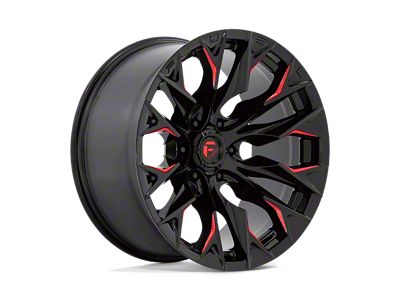 Fuel Wheels Flame Gloss Black Milled with Candy Red Wheel; 24x12; -44mm Offset (20-25 Jeep Gladiator JT)