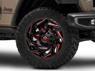 Fuel Wheels Reaction Gloss Black Milled with Red Tint Wheel; 22x12; -44mm Offset (20-25 Jeep Gladiator JT)