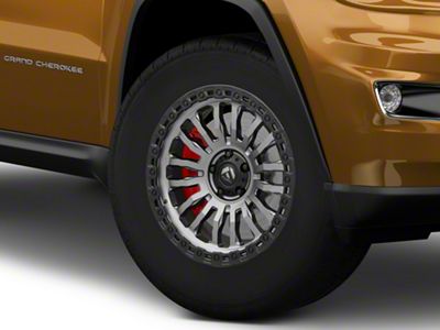 Fuel Wheels Rincon Matte Gunmetal with Black Ring Wheel; 18x9; -12mm Offset (11-21 Jeep Grand Cherokee WK2)