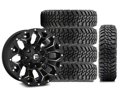 17x9 Fuel Wheels Assault & 35in Kanati Mud-Terrain KU-252 Mud Hog Tire Package; Set of 5 (18-25 Jeep Wrangler JL)