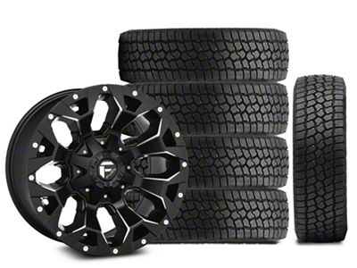 17x9 Fuel Wheels Assault & 33in Milestar All-Terrain Patagonia AT/R Tire Package; Set of 5 (18-25 Jeep Wrangler JL)