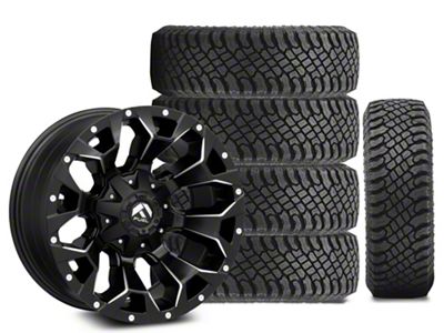 18x9 Fuel Wheels Assault & 35in Atturo All-Terrain Trail Blade X/T Tire Package; Set of 5 (18-25 Jeep Wrangler JL)