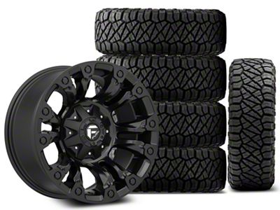 18x9 Fuel Wheels Vapor & 33in NITTO All-Terrain Ridge Grappler A/T Tire Package; Set of 5 (18-25 Jeep Wrangler JL)