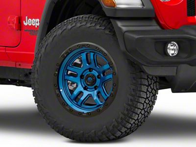 Fuel Wheels Ammo Gloss Blue with Black Bead Ring Wheel; 17x9; -12mm Offset (18-25 Jeep Wrangler JL)