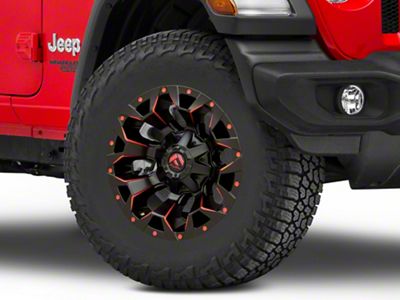 Fuel Wheels Assault Matte Black Red Milled Wheel; 17x9; -12mm Offset (18-25 Jeep Wrangler JL)