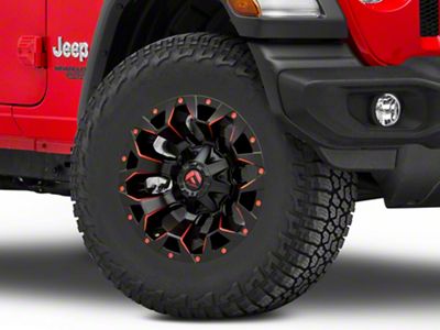 Fuel Wheels Assault Matte Black Red Milled Wheel; 17x9; 1mm Offset (18-25 Jeep Wrangler JL)
