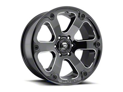 Fuel Wheels Beast Gloss Black Milled Wheel; 18x9; -12mm Offset (18-25 Jeep Wrangler JL)