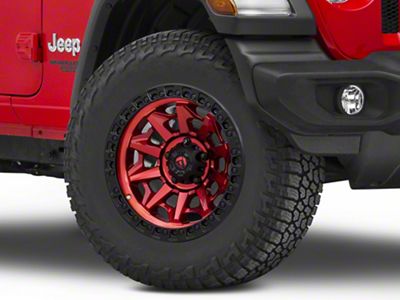 Fuel Wheels Covert Candy Red with Black Bead Ring Wheel; 18x9; 20mm Offset (18-25 Jeep Wrangler JL)