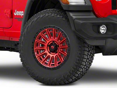 Fuel Wheels Cycle Candy Red with Black Ring Wheel; 17x9; -12mm Offset (18-25 Jeep Wrangler JL)