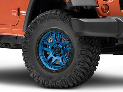 Fuel Wheels Ammo Gloss Blue with Black Bead Ring Wheel; 17x9; -12mm Offset (07-18 Jeep Wrangler JK)
