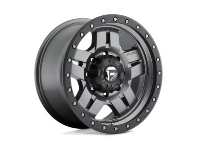 Fuel Wheels Anza Matte Gunmetal with Black Bead Ring Wheel; 20x10; -18mm Offset (07-18 Jeep Wrangler JK)