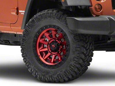 Fuel Wheels Covert Candy Red with Black Bead Ring Wheel; 18x9; 20mm Offset (07-18 Jeep Wrangler JK)