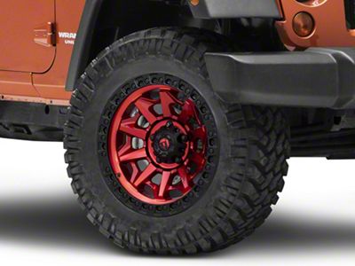 Fuel Wheels Covert Candy Red with Black Bead Ring Wheel; 20x10; -18mm Offset (07-18 Jeep Wrangler JK)