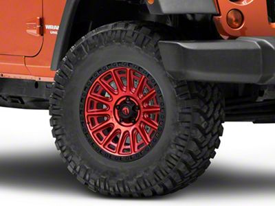 Fuel Wheels Cycle Candy Red with Black Ring Wheel; 17x9; 1mm Offset (07-18 Jeep Wrangler JK)