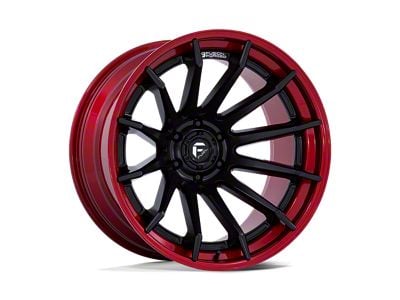 Fuel Wheels Fusion Forged Burn Matte Black with Candy Red Lip Wheel; 22x10; -18mm Offset (07-18 Jeep Wrangler JK)