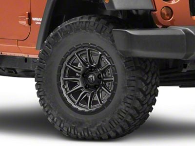 Fuel Wheels Piston Matte Gunmetal with Gloss Black Lip Wheel; 17x9; -12mm Offset (07-18 Jeep Wrangler JK)