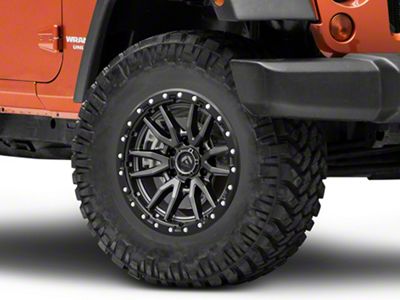 Fuel Wheels Rebel Matte Gunmetal with Black Bead Ring Wheel; 17x9; -12mm Offset (07-18 Jeep Wrangler JK)