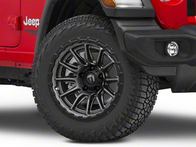 Fuel Wheels Piston Matte Gunmetal with Gloss Black Lip Wheel; 20x9; 1mm Offset (18-25 Jeep Wrangler JL)